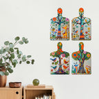 Artvibes Indian Folk Art Tree of Life Decorative Wall Art MDF Wooden Wall Hanger for Home | Printed Wall Decoration | Graphic Artwork | Wall Illustrations | Sceneries | Gift Items (WH_5656N), Set of 4