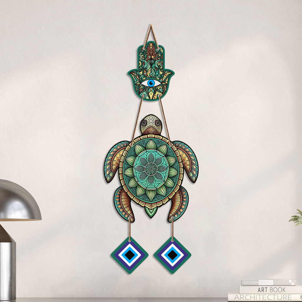 Artvibes Decorative Sea Turtle Wall Hanging for Home Entrance | Nazar Battu MDF Wall Art | Vastu Inspired Decor for Living Room | Office | Hallway | Bedroom & Balcony | Gift Item (WH_8546N)