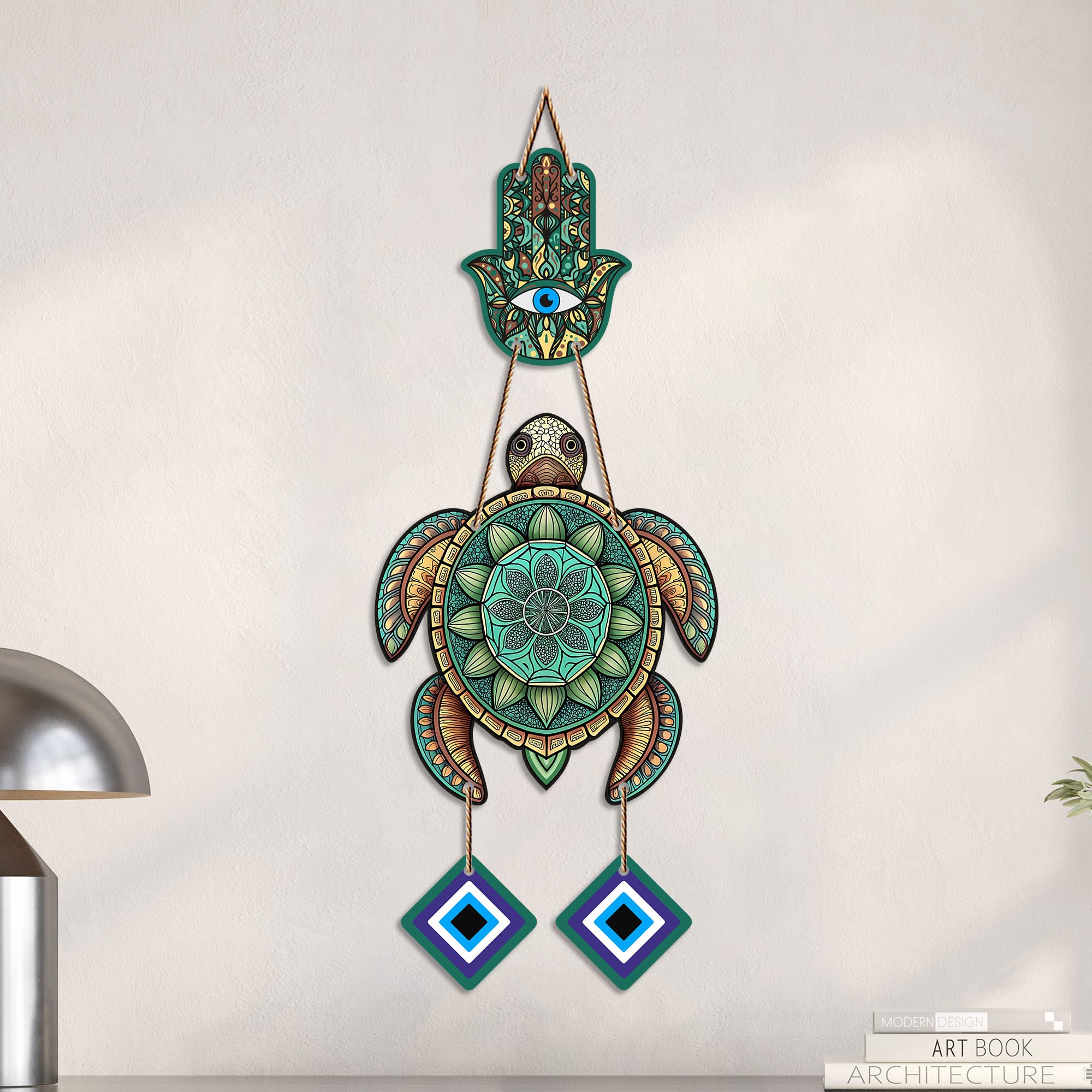 Artvibes Decorative Sea Turtle Wall Hanging for Home Entrance | Nazar Battu MDF Wall Art | Vastu Inspired Decor for Living Room | Office | Hallway | Bedroom & Balcony | Gift Item (WH_8546N)