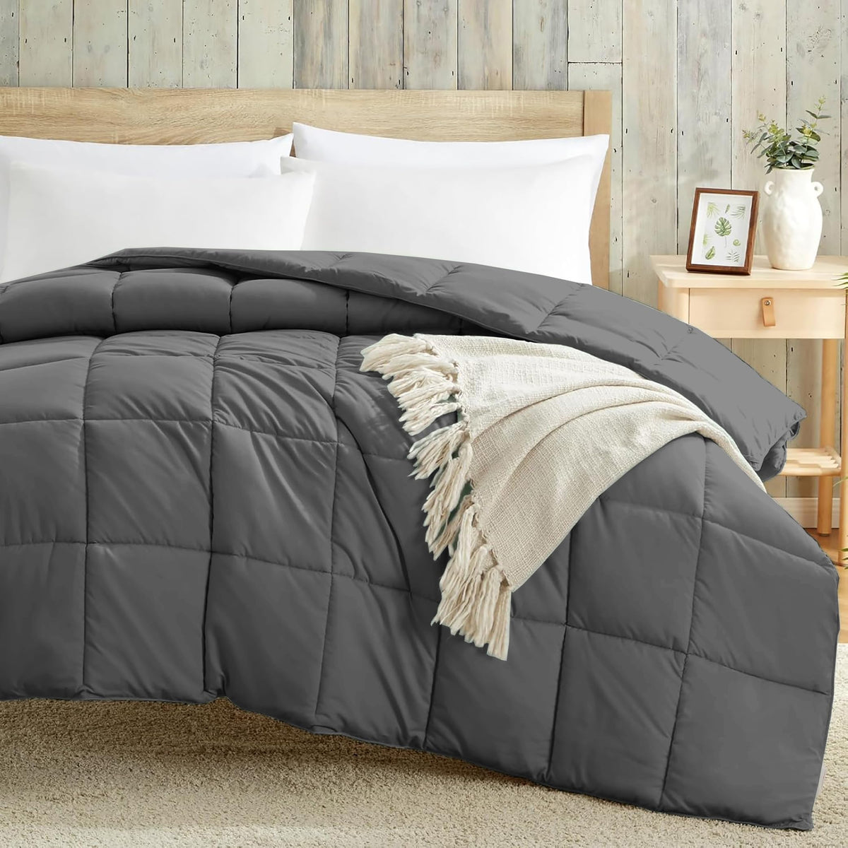 Luxury 100 GSM Summer Comforter Single Bed All Season AC Comforter/Blanket/Duvet Soft & Breathable Lightweight (60 X 90 Inches) - Single Bed Comforter - Dark Grey Color Kafalo