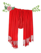 Chandwasia Viscose Dobby Weaving Scarf Stole | For Neck Covering Head Wrap Shoulder Drape Travel Casual Daily Use | Viscose Fabric | Red | Men Women | Long Shawl Wrap | Soft Texture Comfort Style