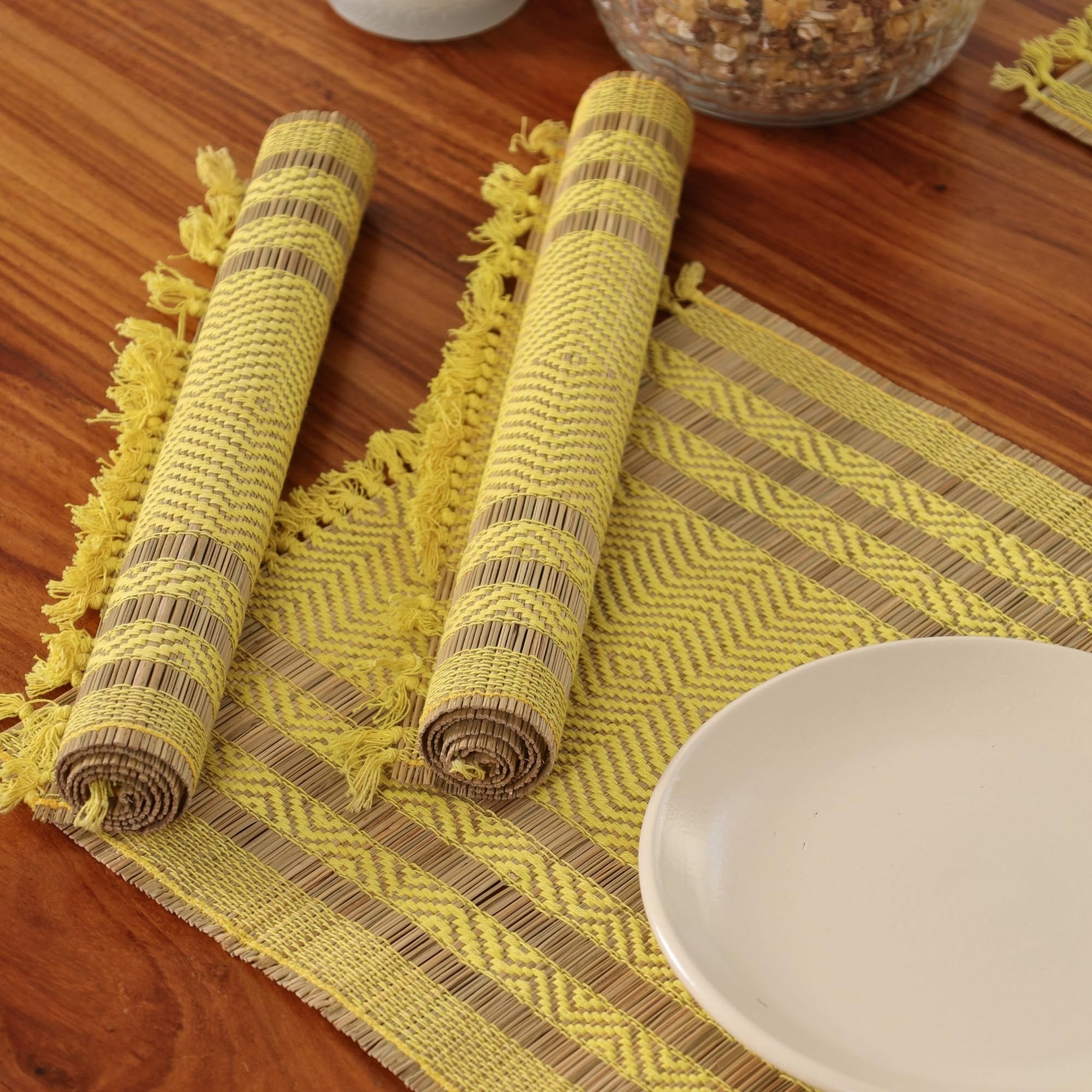 PeepulTree Placemats & Table Cloths (Lemon Yellow, Pack of 4 - Placemats) Kafalo