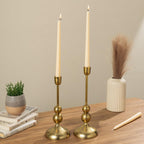 HomeShastra Suvarna Aluminium Candle Holders Set of 2 | Hammered Gold Finish | Decorative Candle Stand for Home Decor, Dining Table, Living Room & Festive Decoration | Perfect for Gifting