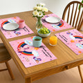 PRAKARTIK BY INDUARTS Dining Cloth Table Mats Set of 4 - Unicorn Girly Theme,Digital Print, Washable, Indoor/Outdoor, Heat-Proof, Water Resistant, Wipe & Clean (47X33 cm) Pink Kafalo