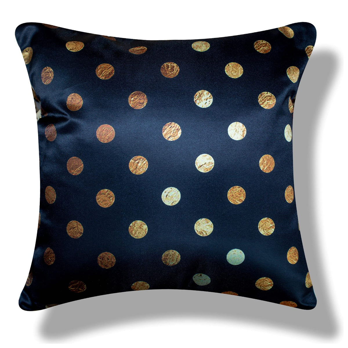Vendola Decorative Satin Sofa Cushion Covers Set of 5, 20 Inch x 20 Inch, Sofa Cushion Pillow Cover, Black and Gold Colour, Raven Design, Zipper Closure (Raven, 20X20 Inches)