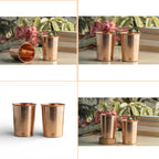 INDIAN ART VILLA Pure Copper Embossed Design Glass - 275 ML, Copper Tumbler for Water Drinking, Elegant Drinkware & Serveware, Perfect for Gifting, Home, and Festive Décor, Set of 2