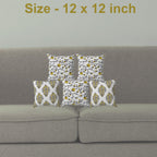 Trance Home Linen 100% Thick Cotton Printed 12x12 inch Cushion Covers for Sofa and Diwan | Throw Pillow/Small Cushion Pillow Covers (12x12 inch | 30cmx30cm, Madhuban & Jaal Yellow) – Set of 5