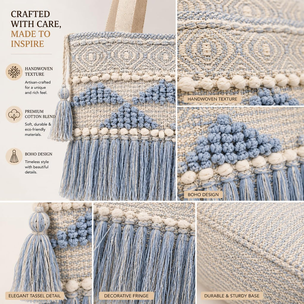 MAGIC TOUCH SHOP Handwoven Cotton Tote Bag for Women
