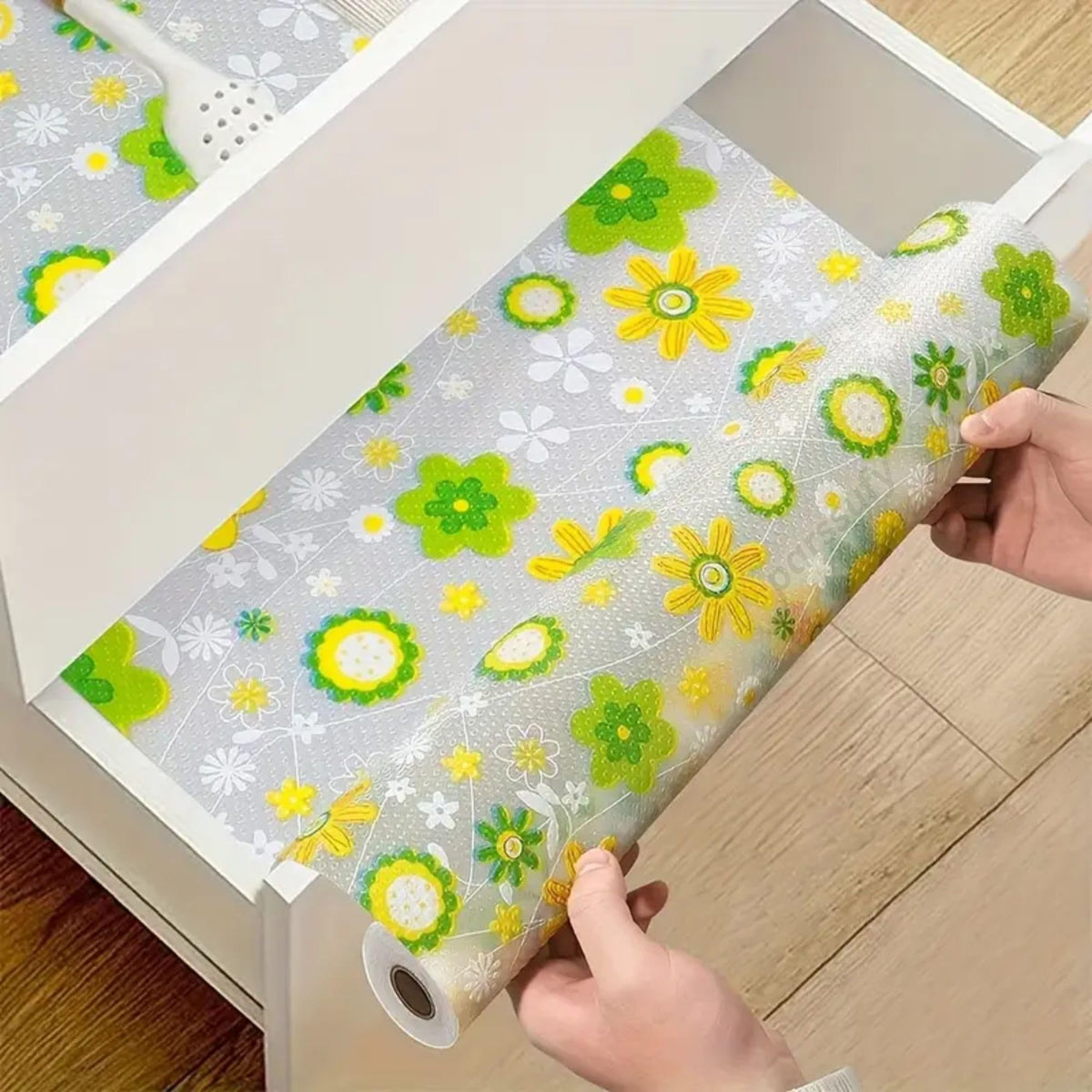 Multipurpose Washable Anti-Slip Kitchen Cabinet Drawer Shelf Mat Liner Sheets for Waterproof Shelf Paper with Modern Pattern EVA Cabinet Mat–Easy to Cut(45x300cm) (Mix Flowers Print) Kafalo