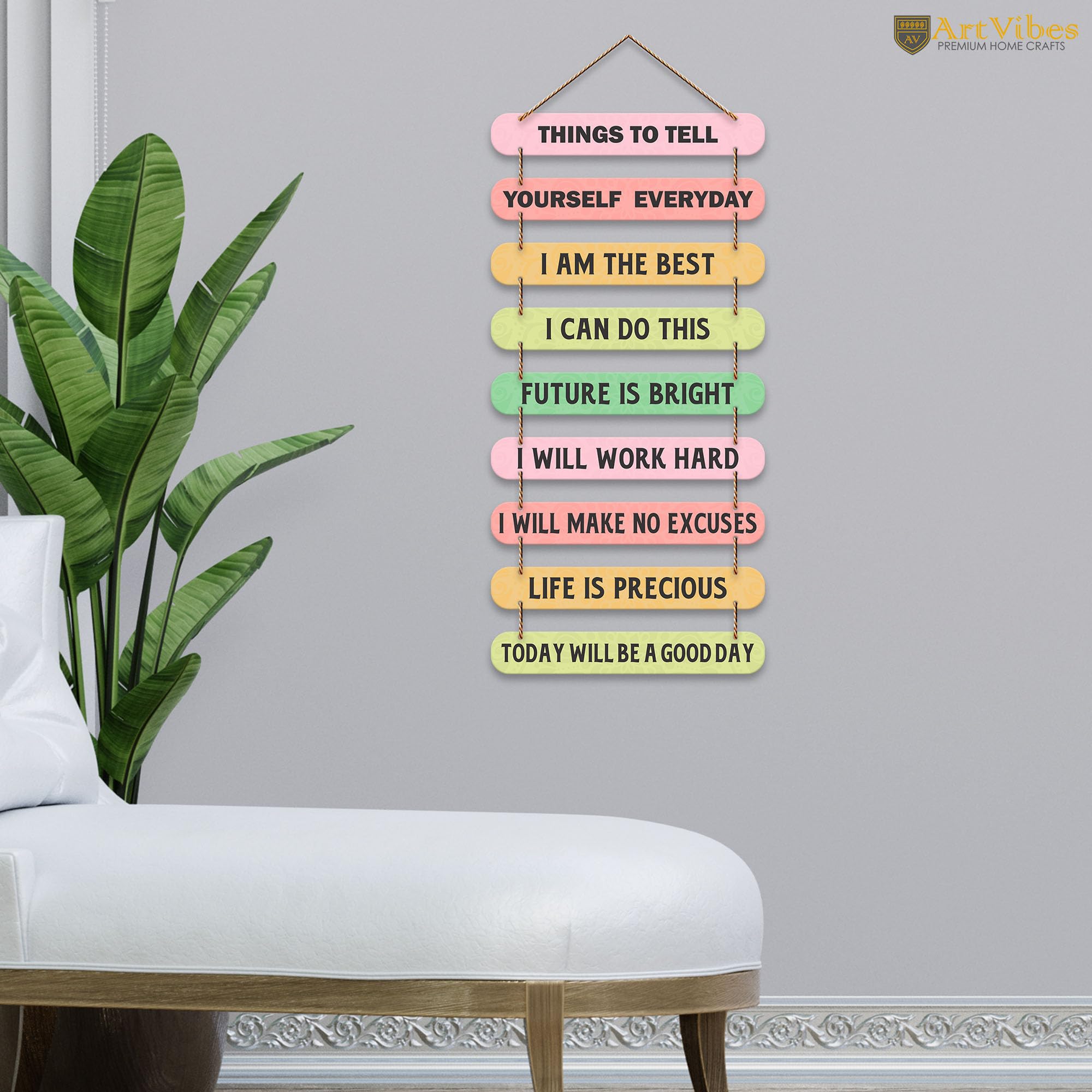 Artvibes Self Motivation Quotes MDF Wood Wall Hanger Ornaments | Quotes Decor Item | Motivational Wall Decor | Wall Poster | Graphic Art | Gift Items | Office Wall Decoration Items (WH_9304N)