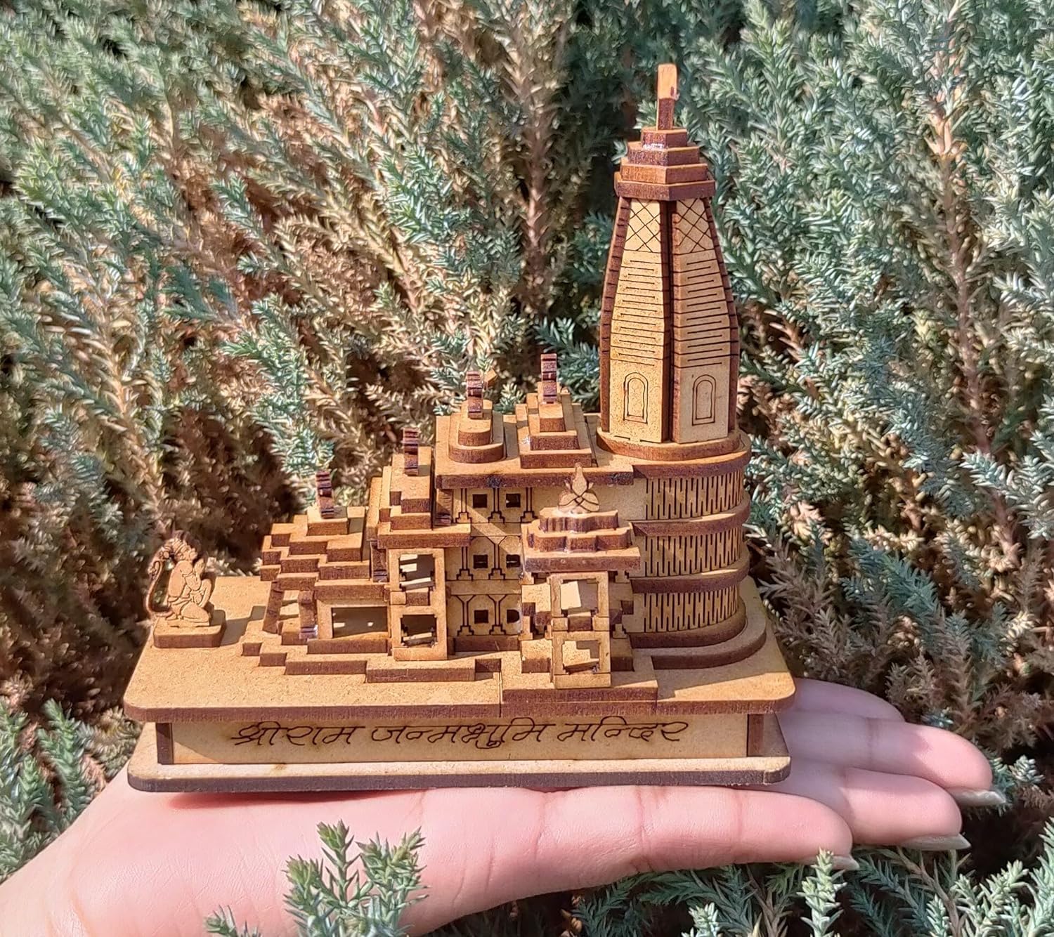 HaridwarDivine Wood Shri Ram Mandir Ayodhya Mandir for Home (Small) - Ideal for Home Decor, Temple and Best Gift, Gold