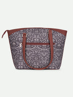 ZOUK Lattice Lace Printed Vegan Multicolor Classic Travel Tote For Women's Ladies