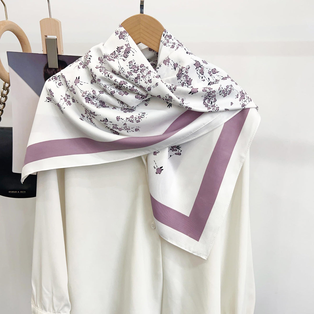 CrossKulture Printed Poly Silken feel Scarf Stole for Women | Stylish, Soft, & Lightweight | Satin Feel Neck, Hair & Head Scarf for Women | Square Silk Stole for Handbag (Colour72)