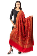 Naureen Women Faux Pashmina Kashmiri Jamawar Shawl, Warm and Soft, 40x80 inch (Maroon)