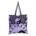 Ravaiyaa - Attitude is everything Cotton Shopping Bag Purse Bags Women Tote Shoulder Handbag (Purple Yin Yang Bag - 4)