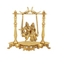 ARTVARKO Brass Radha Krishna Playing Flute On Swing Idol Statue Love Couple Radha Krishan with Diya Double Peacock on Jhoola 16 Inch