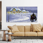 VIBECRAFTS Canvas Paintings for Living Room Drawing Room Rural Landcape In Winters Canvas Wall Painting Fitted With Wooden Frame For Home | Office | Living Room | Gift (PTVCH_2487)