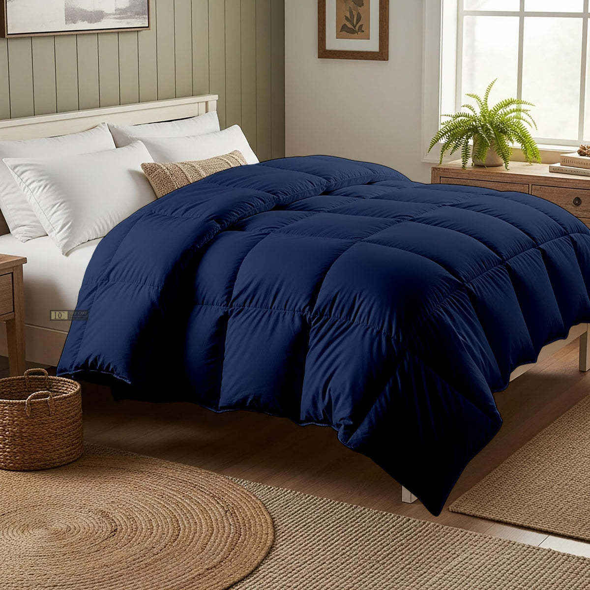 Day Care® Cloud Loom 600 GSM Filling Microfiber Comforter | Ultra Warm Heavy Winter Quilt Blanket Rajai | Soft, Fluffy & Hypoallergenic Bedding | 60x90 Single Bed - Navy Blue Kafalo