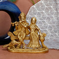 ARTVARKO Brass Radha Krishna Playing Flute Sitting on Couch with Peacock Statue Radha Krishan Ji Murti Temple Puja Office Home Décor Showpiece Gift 7 Inch.