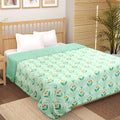 HOMEKART Cotton Super Soft Brushed Microfiber 2 Layer Breathable Single Bed Blanket Lightweight Summer | AC | All Season Flannel Light Green 84X96(Inches) 220 X 152(CM) Kafalo
