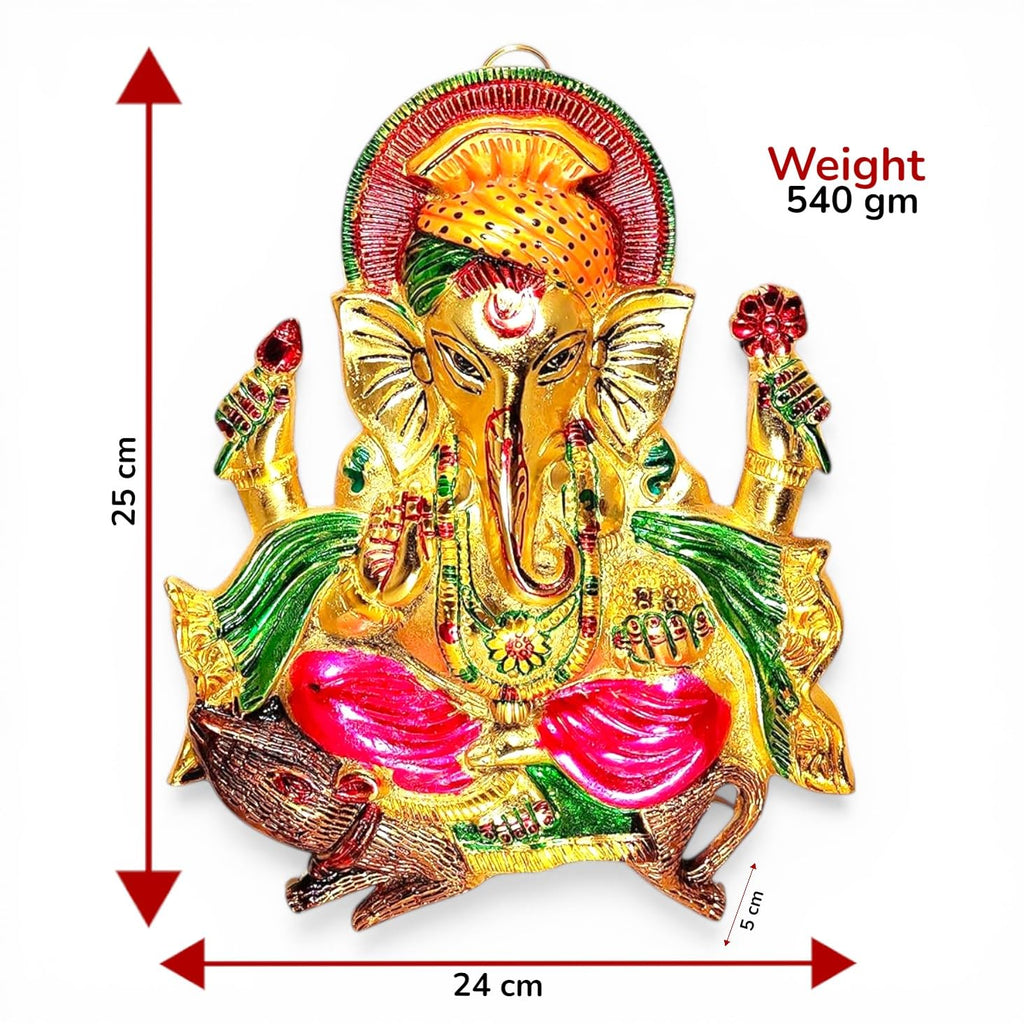 KridayKraft Metal Ganesha ji Statue,Ganpati Wall Hanging Sculpture Lord Ganesh Idol Lucky Feng Shui Wall Decor Your Home, Office,Religious Gift Article Decorative,Showpiece Figurines.