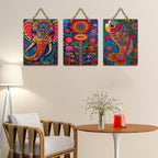 Artvibes Artistic Elephant & Fish Designer Modern Art Wooden Art Decoration Item for Home | Art For Wall | Wall Sculpture | Signs & Plaques | Aesthetic Wooden Decor | Ideal Gifts (WH_9623N), Set of 3