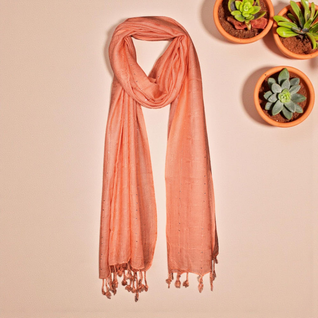 STOLE STUDIO Elegant Luxurious Sequence Viscose Stole Scarf (Peach)