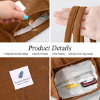 Street27 Korean Canvas Corduroy Womens Tote Bag Casual Work Shoulder Handbags, Multi-Purpose Bag, Sturdy Canvas Bag With Large Capacity, Shopping Bag For Office, College & Daily Use (Brown)