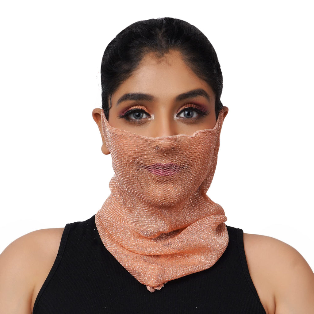 KETKAR Women's Spring Summer Face Scarf Bandana Net Mask Soft Cashmere Neck Scarves_Free Size(Pack Of 02,Green And Beige)