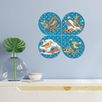 Artvibes Birds Decorative Wall Art MDF Wooden Wall Hanger for Home | Living Room | Office | Cafe | Painting Wall Decor | Wall Illustrations | Artworks Hangings | Gift Items (WH_8423N), Set of 4
