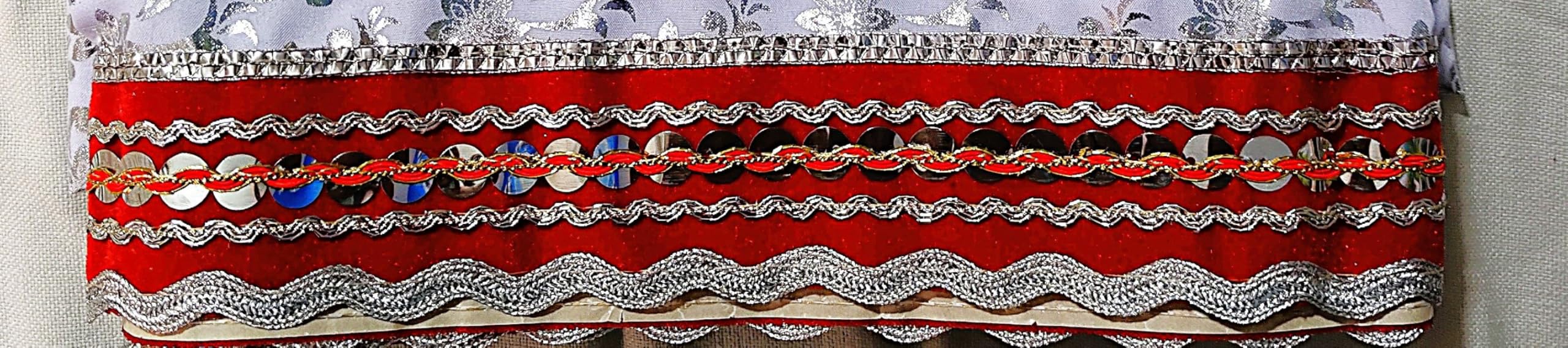 Lakshmi Maa Collection Rumala Sahib Double Set White with Red Beautiful gota (4 PEC.)