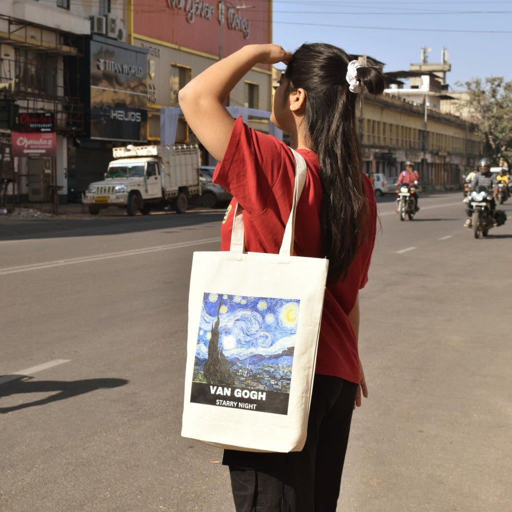 Stylxeco Cotton Canvas Tote Bag for Women | Van Gogh Inspired Art Print
