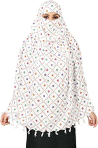 Sclout Soft Cotton Breathable Sun Protection Scarf Dupatta Usable for vehicle Driver | White Printed Design Stoles | Universal Size | For Girl & Women | Light Weight (Scarf - Patodu)
