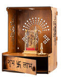 Crotomak Wooden Temple Mandir Pooja Stand for Home, Office Puja Mandir with Drawer Foldable Premium with LED Spot Light (03-Ganesha)