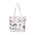 AQVA Printed Cotton Canvas Tote Bag For Women & College Girls|Trendy Stylish Multipurpose Handbag With Zipper|Shoulder Bag For Shopping, Beach, Travel, Work With Inside Pockets (Face), Beige