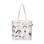 AQVA Printed Cotton Canvas Tote Bag For Women & College Girls|Trendy Stylish Multipurpose Handbag With Zipper|Shoulder Bag For Shopping, Beach, Travel, Work With Inside Pockets (Face), Beige