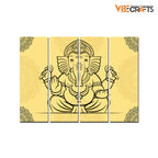 VIBECRAFTS 4 Pieces Shree Ganesh Canvas Wall Painting Fitted With Wooden Frame For Home | Office | Living Room | Gift(PTVC4Pcs1_13526)