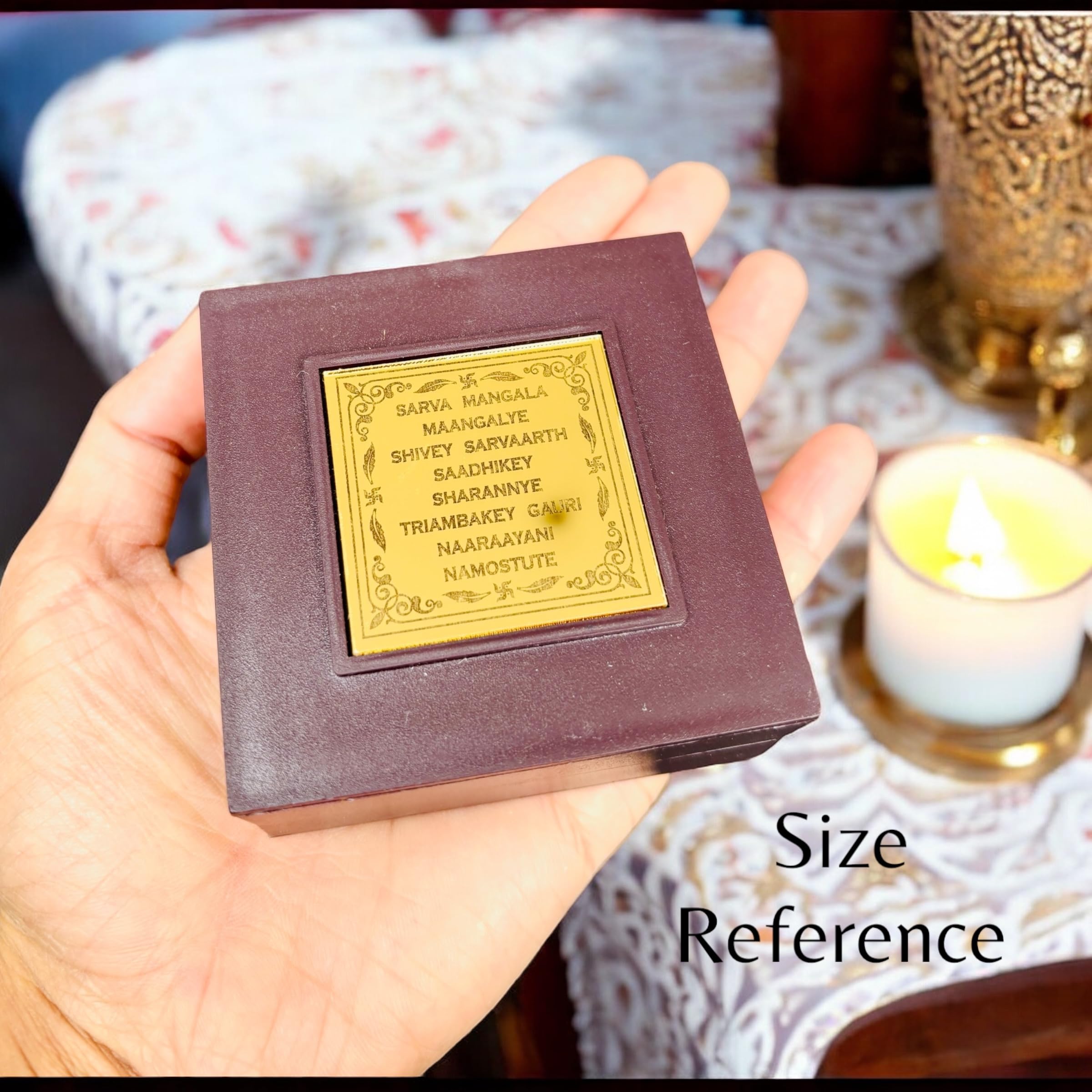 WARMINGO DE Vaishno MATA Pocket Temple Charna Paduka Pindi Swaroop Vaishno Devi | Gold Plated Box God Idol Bhagwan | Religious Gift for Mom & Dad | Diwali Gift Item for Parents (Vaishno MATA)