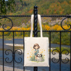 Metsi Canvas Tote Bag For Women, For Painting With Zipper, Reusable Multi-Purpose Cotton Bags For School/Gym/Shopping/Beach & Groceries, Diy Gift Bags, 13X15 (Girl With Puppy 5),Beige