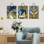 Artvibes Traditional Indian Decoration Wooden Wall Hanger for Home Decor | Wall Sculpture | Signs & Plaques | Handcrafted Art | Artwork | Aesthetic Wooden Decor | Ideal Gifts (WH_96118N), Set of 3