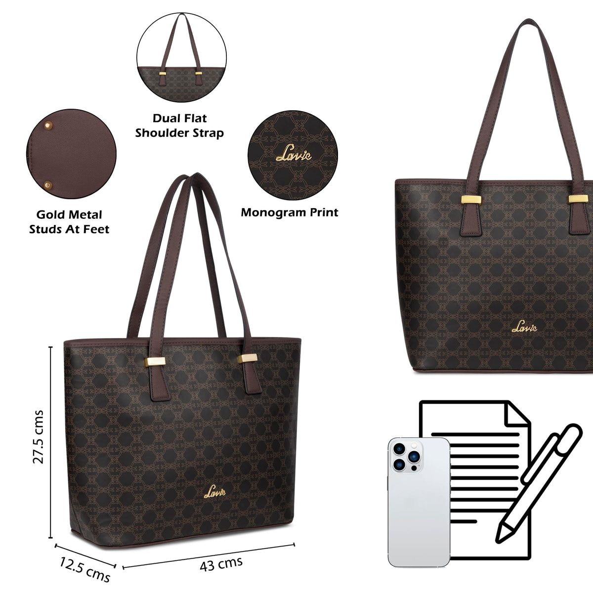 Lavie Women's Sherry Tote Handbag | Tote Bag for Work | Ladies Purse | Stylish Shoulder Bag | Gift for Women | Rakhi Gift for Sister