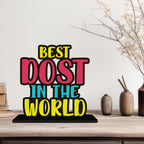 Artvibes Best Dost in the World Quotes Table Decor for Office Desk | Home Decoration Items | Living Room | Modern Art Wooden Showpiece Decorative Gift Item (SP_1177)