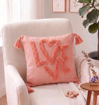 Furnistitchs Premium Decorative Throw Cushion Pillow Cover Boho Home Decor - Living Room Bedroom Couch Sofa Cushion Covers 16 inch x 16 inch (2, Peach Love)