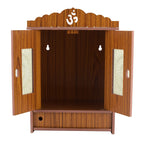 Comert Engineered Wooden Indian Art Work Temple/Mandeer for Home Pooja Mandir (Maroon, 43 Cm)