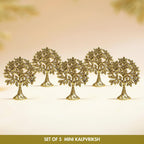BEHOMA 100% Pure Brass (8.5 cm) Kalpvriksh Tree with Birds Set - Set of 5