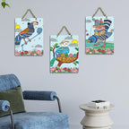 Artvibes Modern Clip Art of Birds Decorative Wall Hanging Ornaments | Garden Balcony| Stylish Modern Decoration Item | Festive Decor | Wall Illustrations | Unique Gift Items (WH_96146N), Set of 3