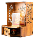 Crotomak Wooden Temple Mandir Pooja Stand for Home, Office Puja Mandir with Drawer Door Foldable Premium with LED Spot Light Foding Temple (SHUBH-02)
