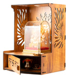 Crotomak Wooden Temple Mandir Pooja Stand for Home, Office Puja Mandir with Drawer Door Foldable Premium with LED Spot Light Foding Temple (SHUBH-02)