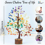 HindCraft Chakra Tree for Positive Energy & Healing | Feng Shui Seven Chakra Tree of Life with Crystals & Stones | Home Décor for Living Room & Spiritual Spaces