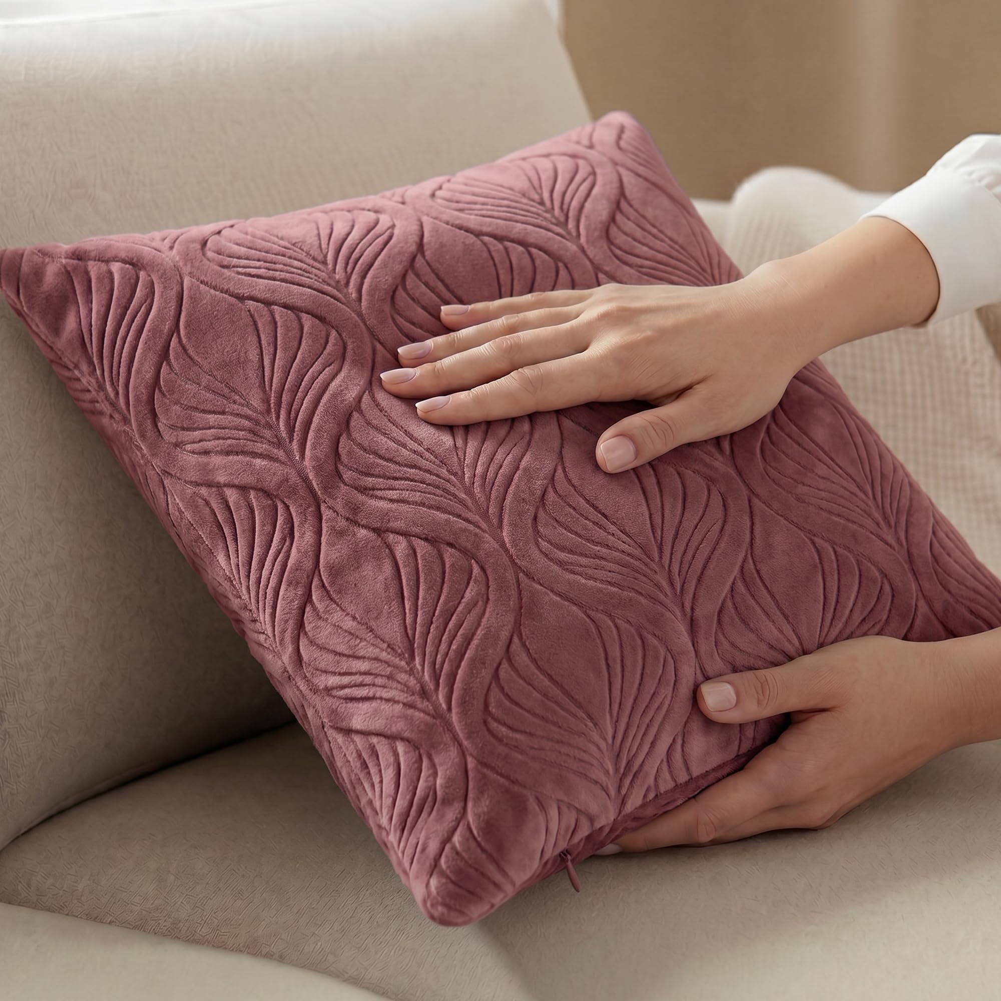 Yellow Weaves Jacquard Cushion Covers | Sofa Cushion Covers | Throw Pillow Cover for Sofa, Couch, Living Room| Removable & Washable | 16x16 Inches, 1 Piece (Wine)